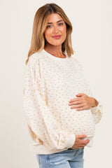 Ivory Floral Colorblock Maternity Sweatshirt