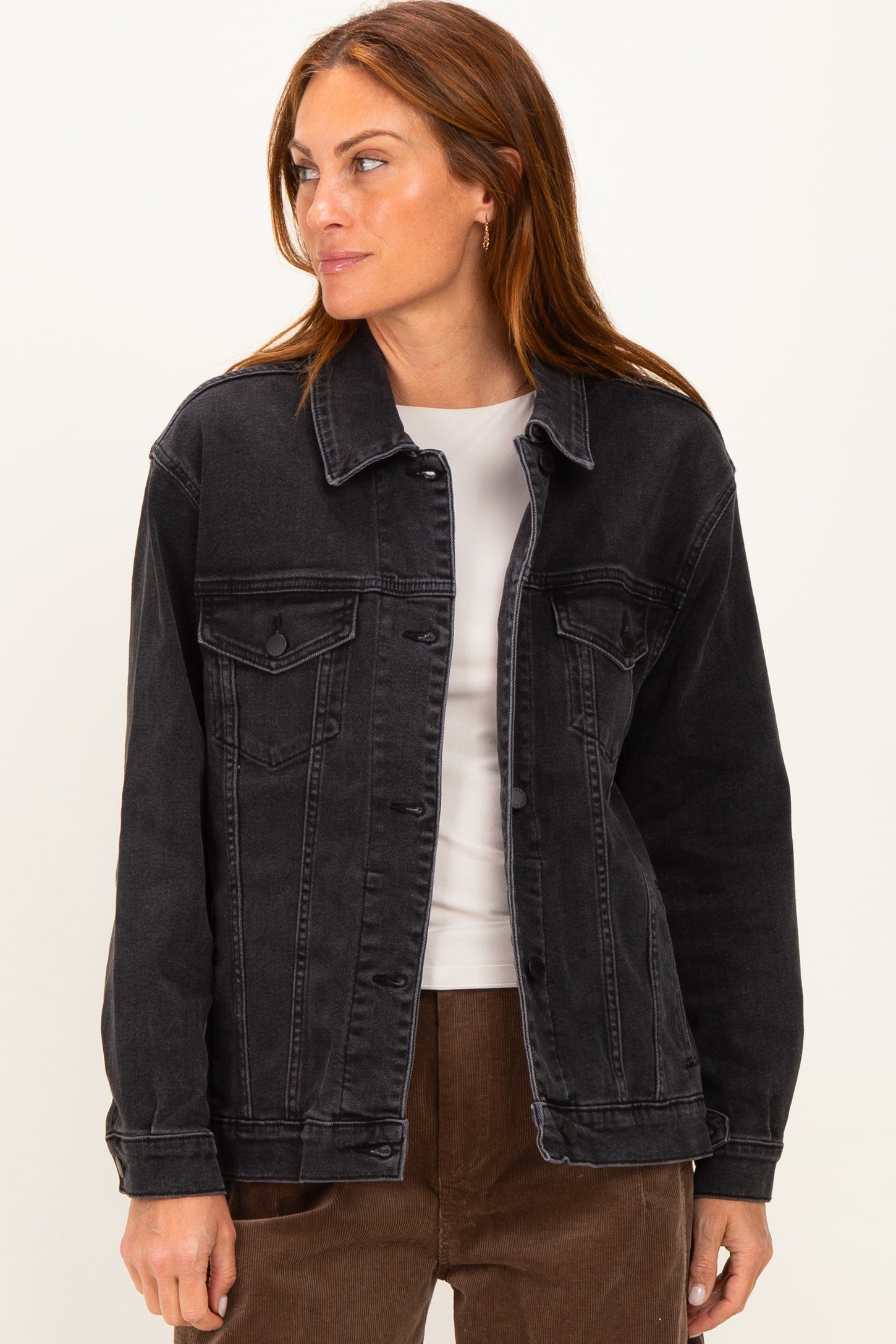 Black Faded Wash Oversized Denim Jacket
