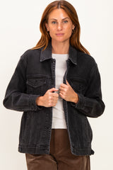 Black Faded Wash Oversized Denim Jacket