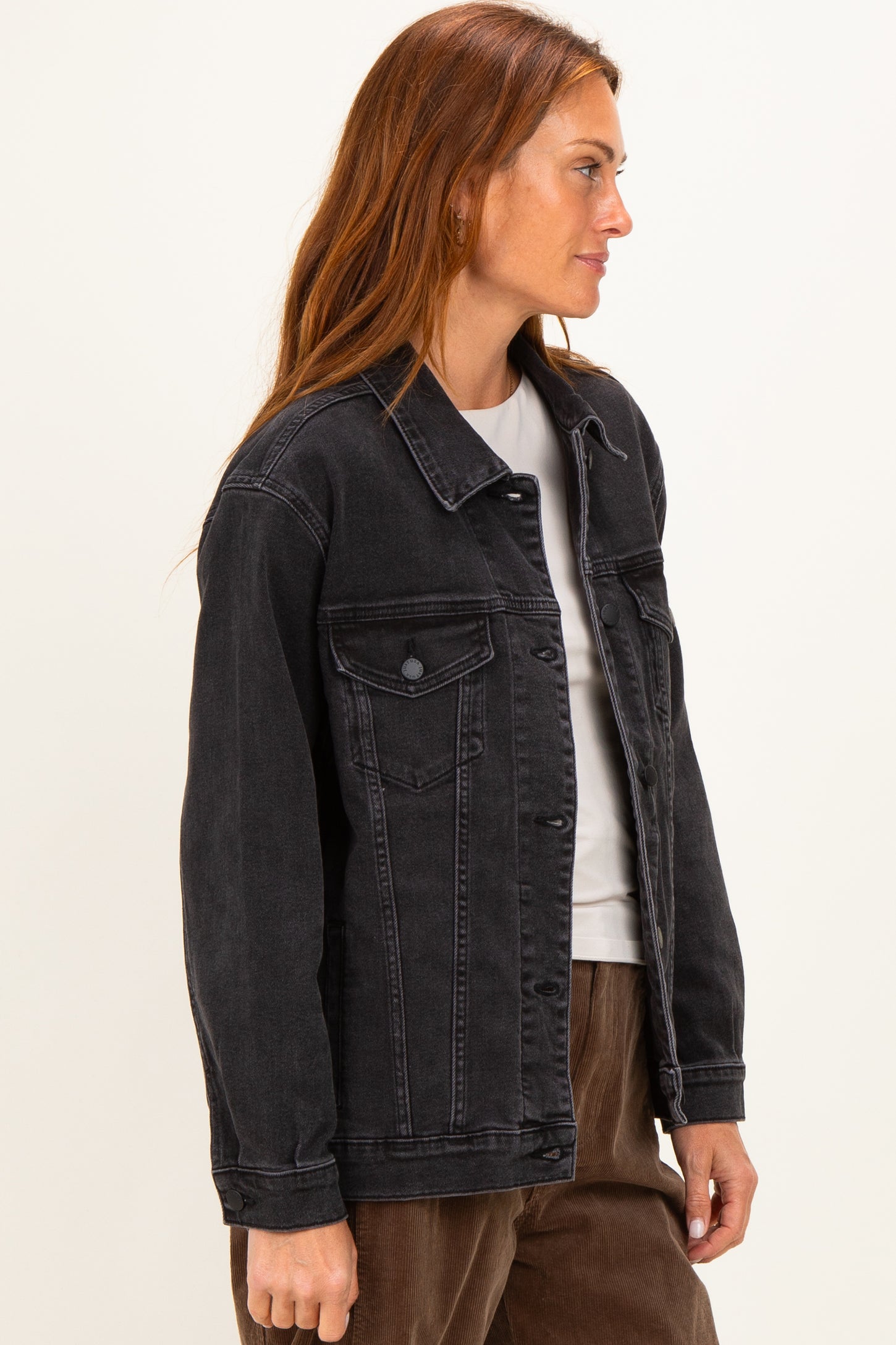Black Faded Wash Oversized Denim Jacket