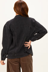 Black Faded Wash Oversized Denim Jacket