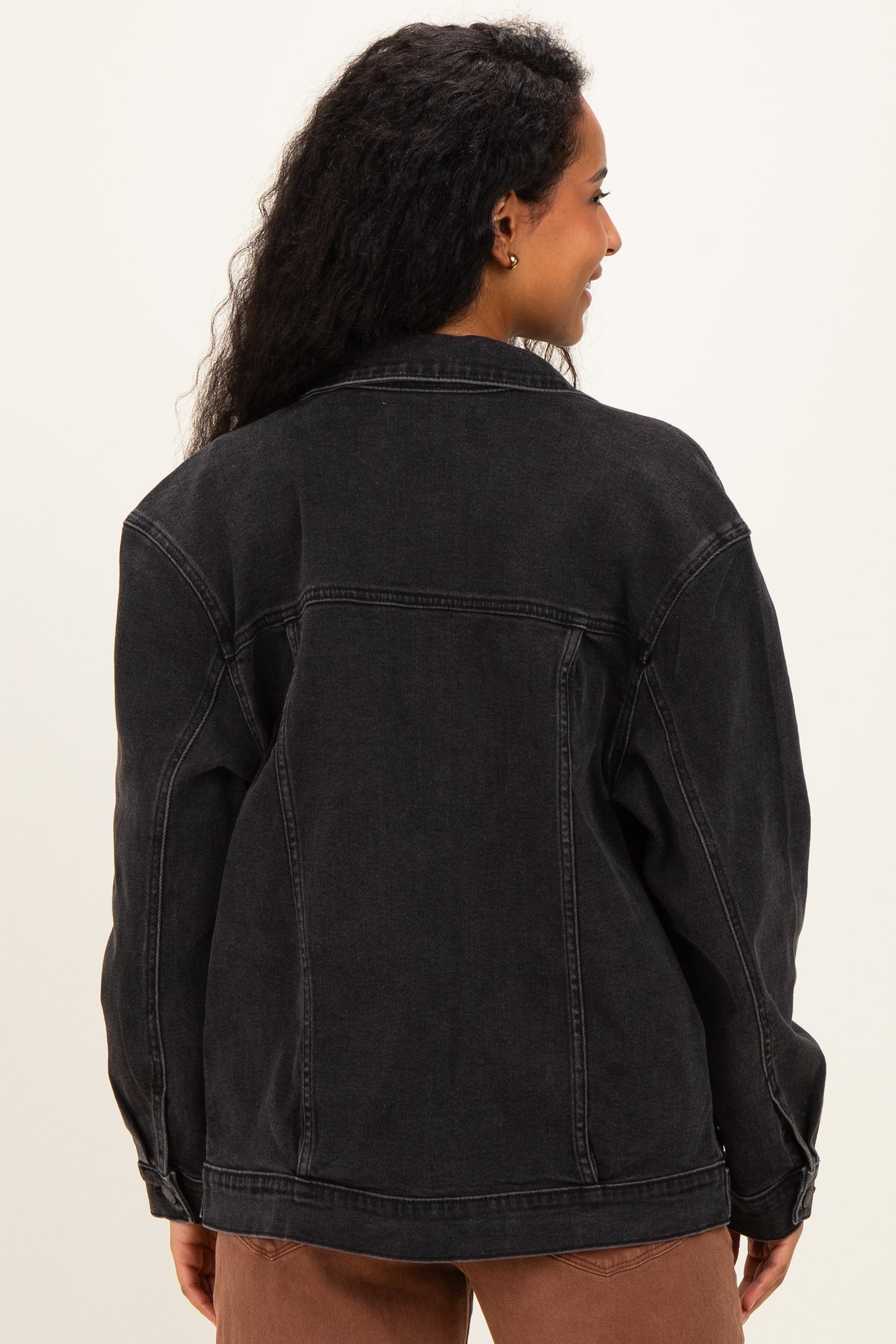 Black Faded Wash Oversized Maternity Denim Jacket