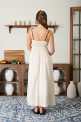 Natural Contrast Trim Maxi Dress