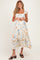 Beige Floral Ruffle Accent Maternity Midi Dress