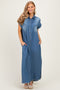 Medium Denim Chambray Maxi Shirt Dress