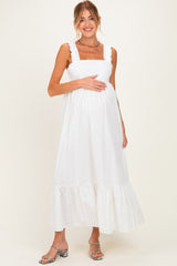 White Cutout Tie Back Maternity Midi Dress