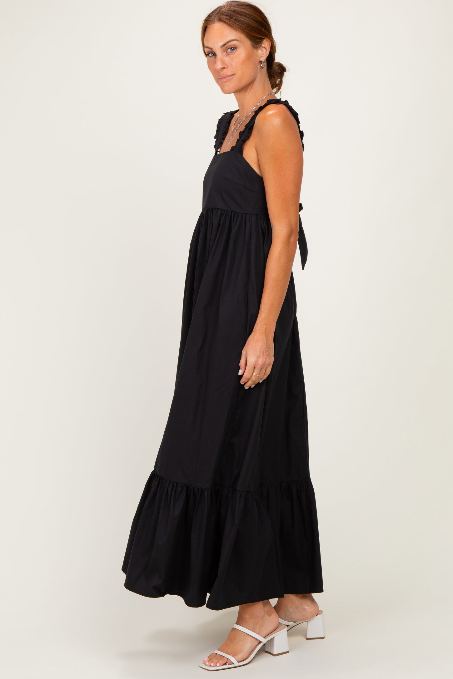 Black Cutout Tie Back Midi Dress