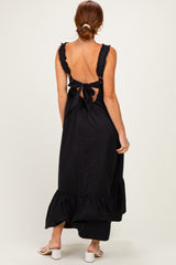 Black Cutout Tie Back Midi Dress