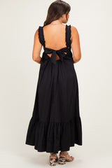Black Cutout Tie Back Maternity Midi Dress