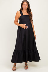 Black Cutout Tie Back Maternity Midi Dress