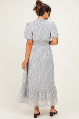 Sage Floral Chiffon Maternity Maxi Dress
