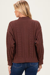 Brown Oversized Cable Knit Maternity Sweater