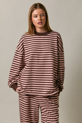 Brown Striped Oversized Pullover