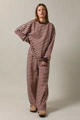 Brown Striped Oversized Pullover