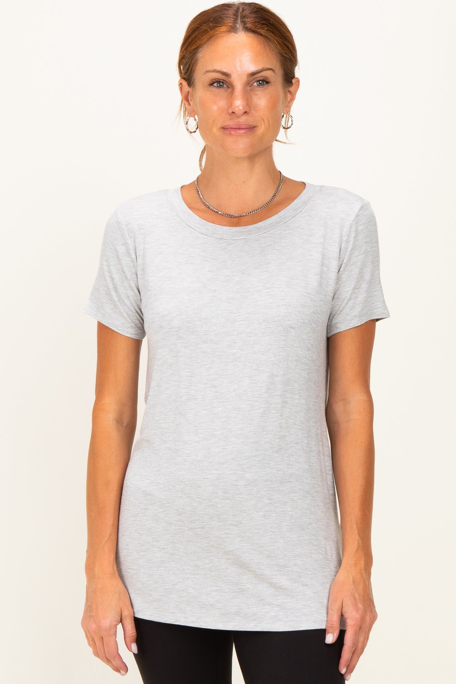 Heather Grey Basic Short Sleeve Top