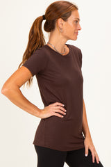 Brown Basic Short Sleeve Top