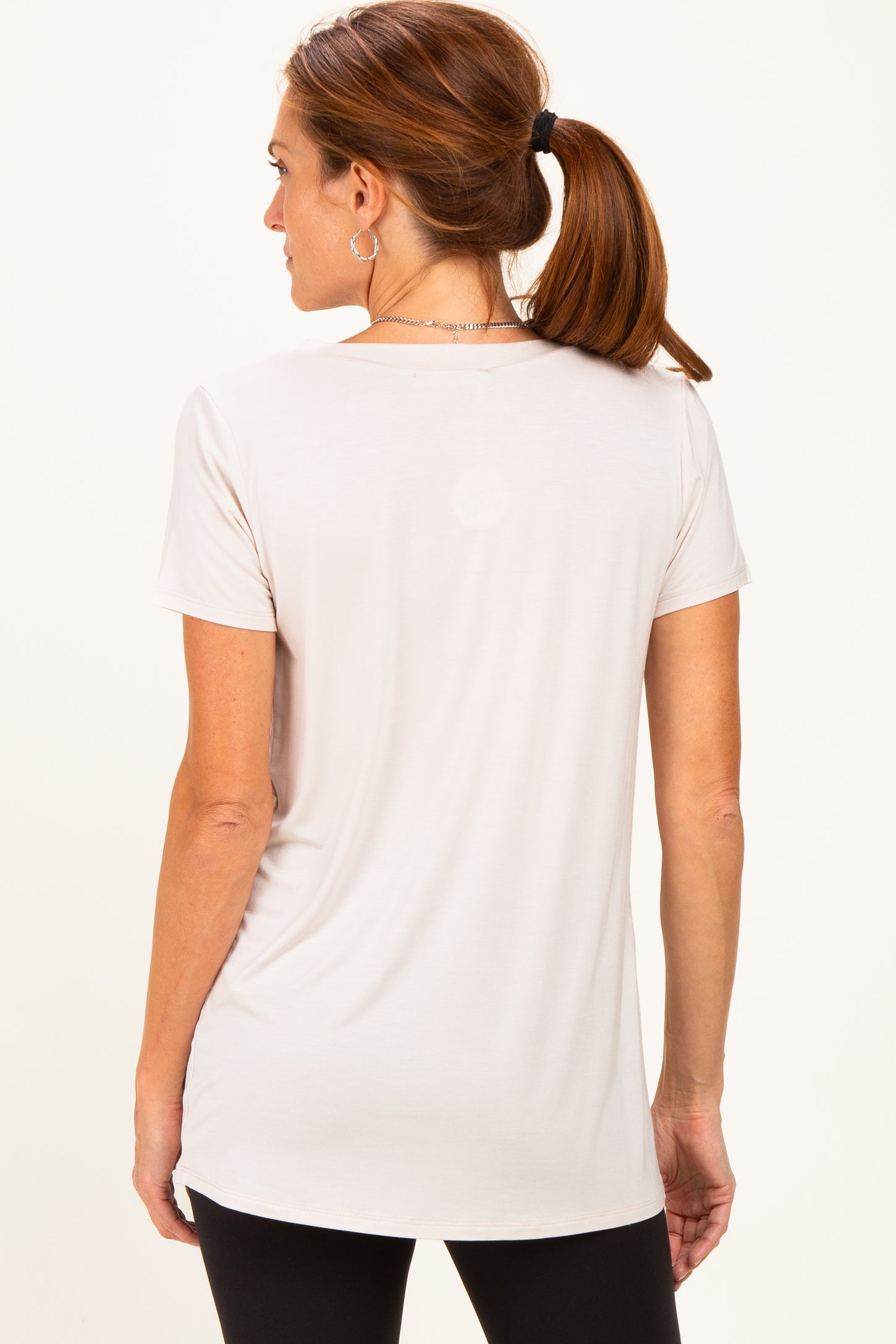 Beige Basic Short Sleeve Top