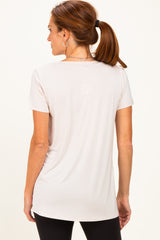 Beige Basic Short Sleeve Top
