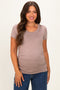Mocha Basic Short Sleeve Maternity Fitted Top