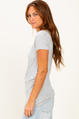 Heather Grey V-Neck Ruched Side Top