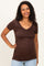Brown V-Neck Ruched Side Maternity Top