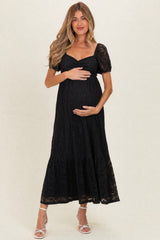 Black Lace Maternity Maxi Dress