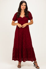 Burgundy Lace Maternity Maxi Dress