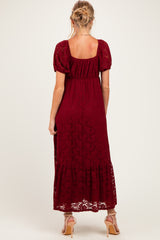 Burgundy Lace Maternity Maxi Dress