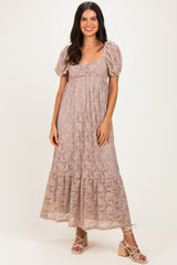 Mocha Lace Maternity Maxi Dress