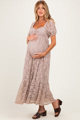 Mocha Lace Maternity Maxi Dress