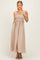 Taupe Sleeveless Smocked Striped Maxi Dress