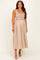 Taupe Sleeveless Smocked Striped Maternity Maxi Dress