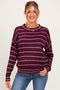 Dark Plum Striped Maternity Sweater