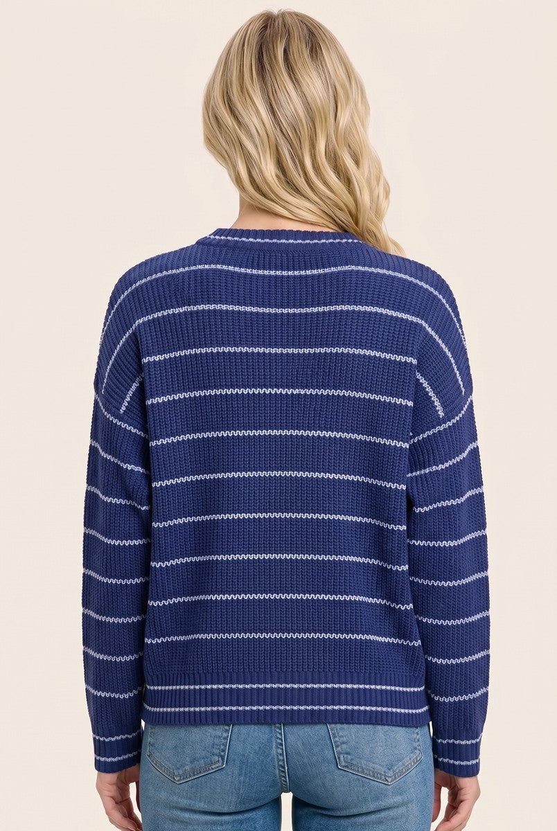 Light Navy Striped Sweater