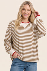 Camel Relaxed Fit Striped Pullover