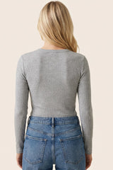 Heather Grey Fitted Ribbed Long Sleeve