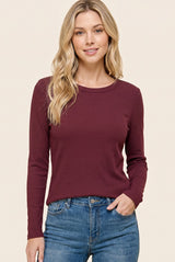 Burgundy Fitted Ribbed Maternity Long Sleeve
