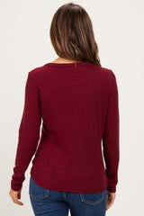 Burgundy Fitted Ribbed Maternity Long Sleeve