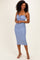 Light Blue Sleeveless Ruched Bust Midi Dress
