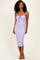 Lavender Sleeveless Ruched Bust Midi Dress