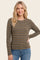 Olive Double Striped Long Sleeve Top