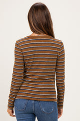 Olive Double Striped Long Sleeve Maternity Top