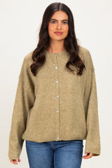 Olive Long Sleeve Crew Neck Maternity Cardigan