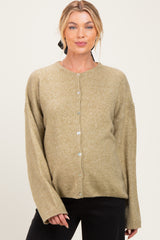 Olive Long Sleeve Crew Neck Maternity Cardigan