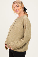 Olive Long Sleeve Crew Neck Maternity Cardigan