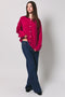 Raspberry Long Sleeve Crew Neck Cardigan