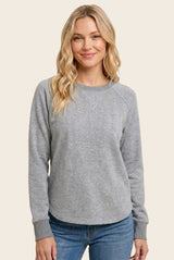 Heather Grey Brushed Knit Long Sleeve Top