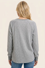 Heather Grey Brushed Knit Long Sleeve Top