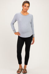 Heather Grey Brushed Knit Long Sleeve Maternity Top