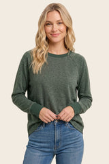 Olive Brushed Knit Long Sleeve Top